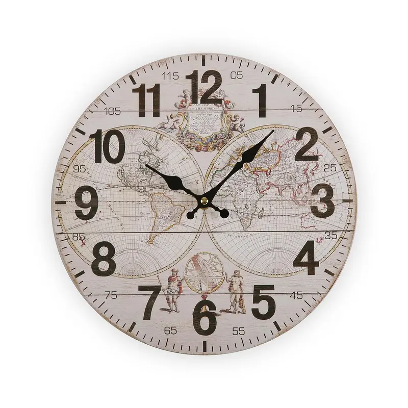 RELOJ MADERA WORLD 28CM