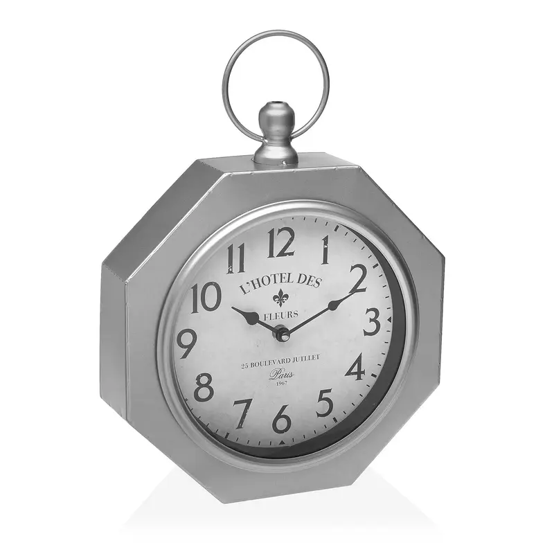 RELOJ PARED PLATEADO