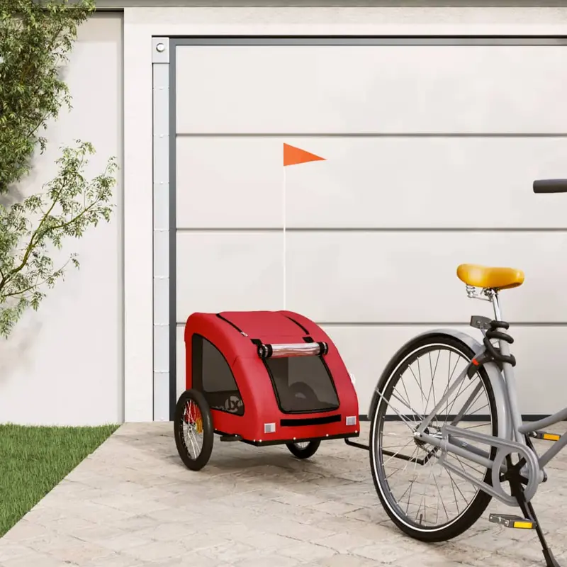 Remolque de bicicleta mascotas hierro tela Oxford rojo