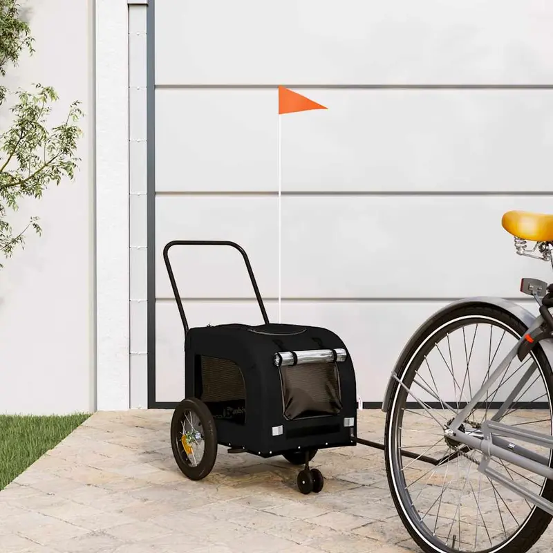 Remolque de bicicleta para mascotas Negro 125 x 53 x 54 cm