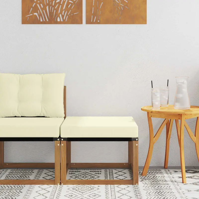 Reposapiés de exterior Madera maciza de Acacia y Tela Textilene
