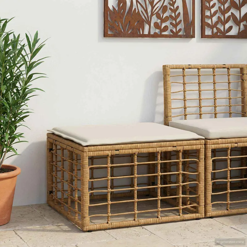 Reposapiés de Jardín Natural ratán sintético