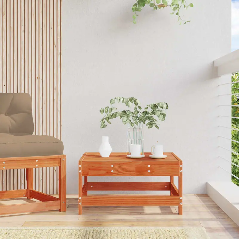 Reposapiés de Jardín Pino macizo Marrón Cera 62 x 62 x 32 cm