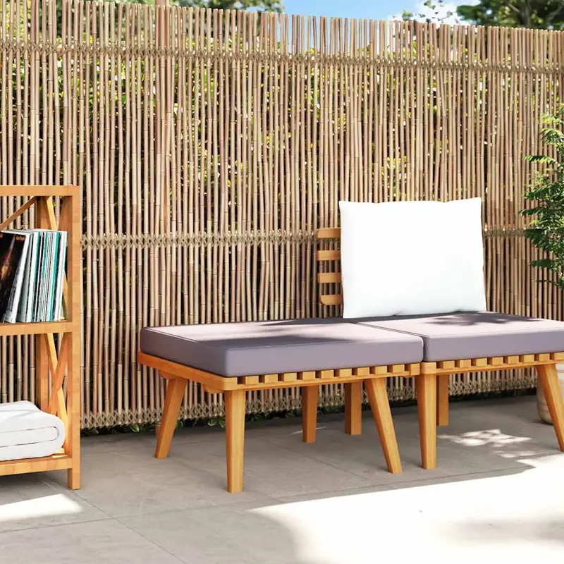 Reposapiés de jardín y cojín madera maciza acacia 60x60x29 cm