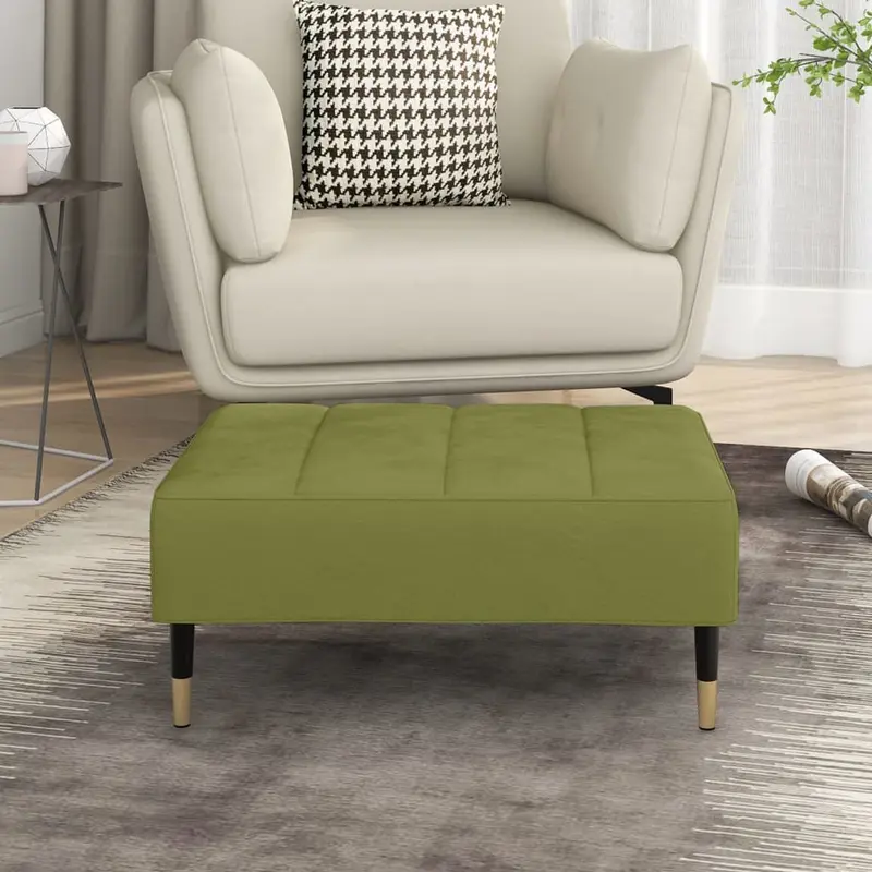 Reposapiés de terciopelo verde claro 78x56x32 cm
