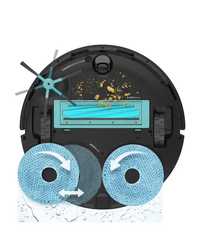 Robot Aspirador con Navegación Láser Base Autovaciado y Tecnología de Limpieza Avanzada Conga 16090 AI SpinArm de Cecotec