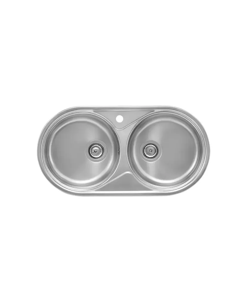 ROCA DUO A870920845 Fregadero Doble de Acero 84cm con Agujero Grifo