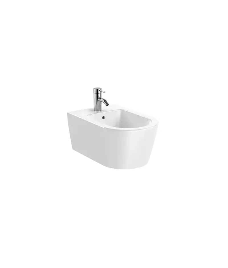 Roca Inspira A357525000 bidet para instalación suspendida de 37 cm fabricado en porcelana de color blanco Round Roca