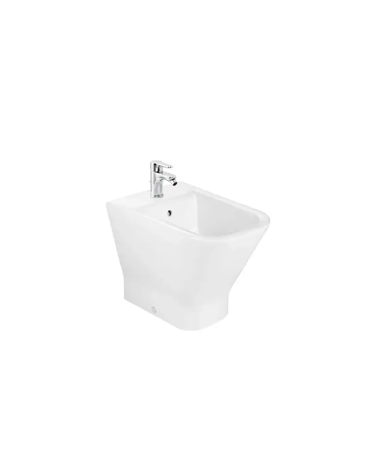 Roca The Gap A357477000 bidet compacto y adosado a pared con un agujero para grifería de 35 cm de porcelana blanca Square Roca
