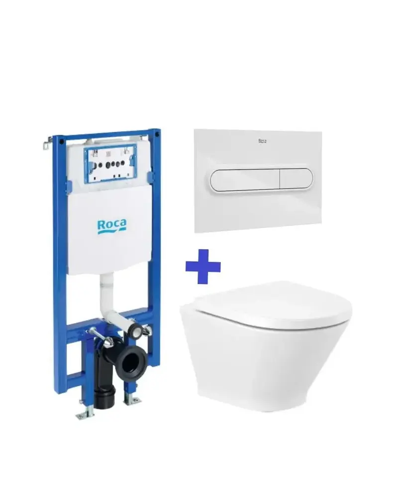 Roca The Gap Round Pack inodoro compact Rimless salida horizontal y cisterna compacta empotrable doble descarga Duplo WC One Compact