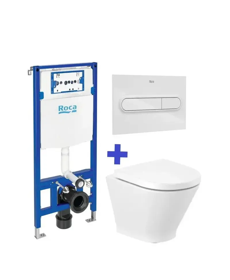 Roca The Gap Round Pack inodoro compacto Rimless salida horizontal y cisterna compacta empotrable doble descarga Duplo WC One