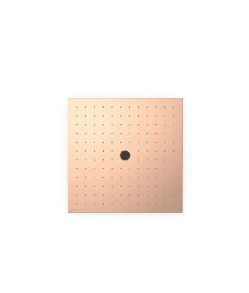 Rociador de ducha de dos modos empotrado al techo con acabado oro rosa mate en acero inoxidable 405x405 mm 24K Tres