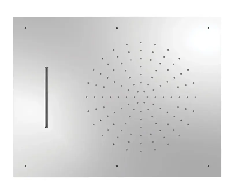 Rociador de ducha empotrable para techo rectangular de acero inoxidable con acabado cromado TRES