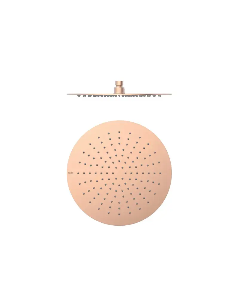 Rociador de ducha extrafino con rótula orientable de acabado oro rosa mate 24K Tres