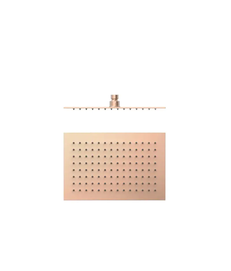 Rociador de ducha extrafino con rótula orientable de acabado oro rosa mate Tres