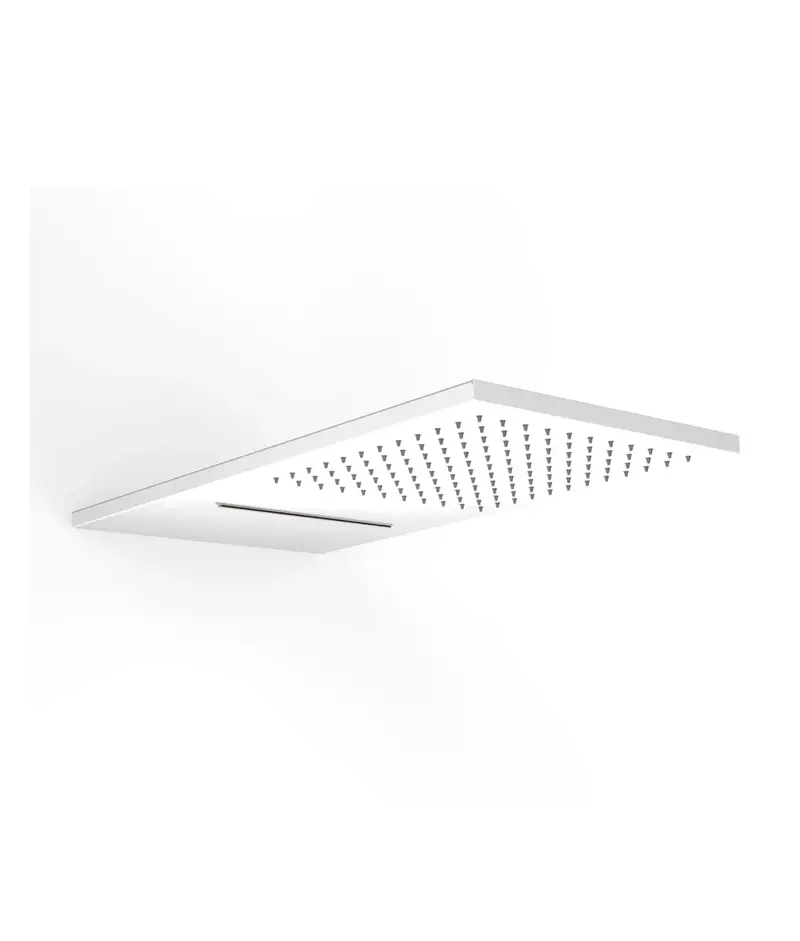 Rociador de ducha para empotrar en acero inoxidable con acabado blanco TRES