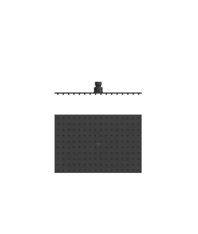Rociador de ducha rectangular con rótula orientable en acero inoxidable acabado negro mate Tres