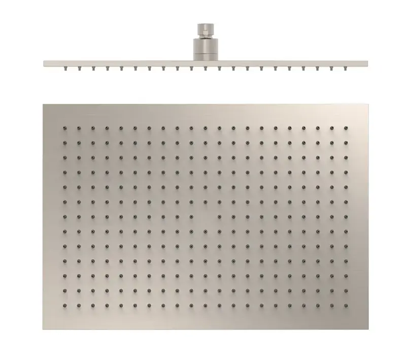Rociador de ducha rectangular de latón con acabado en acero TRES