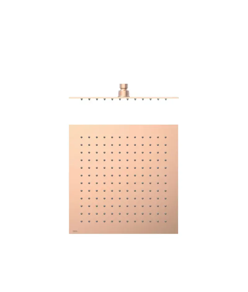 Rociador de ducha ultrafino con articulación ajustable en terminación oro rosa mate 24K TRES