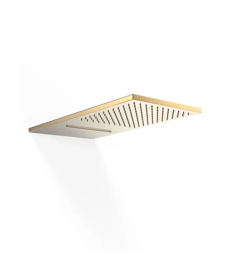Rociador rectangular de ducha a pared de acero inoxidable con acabado dorado Complementos Tres