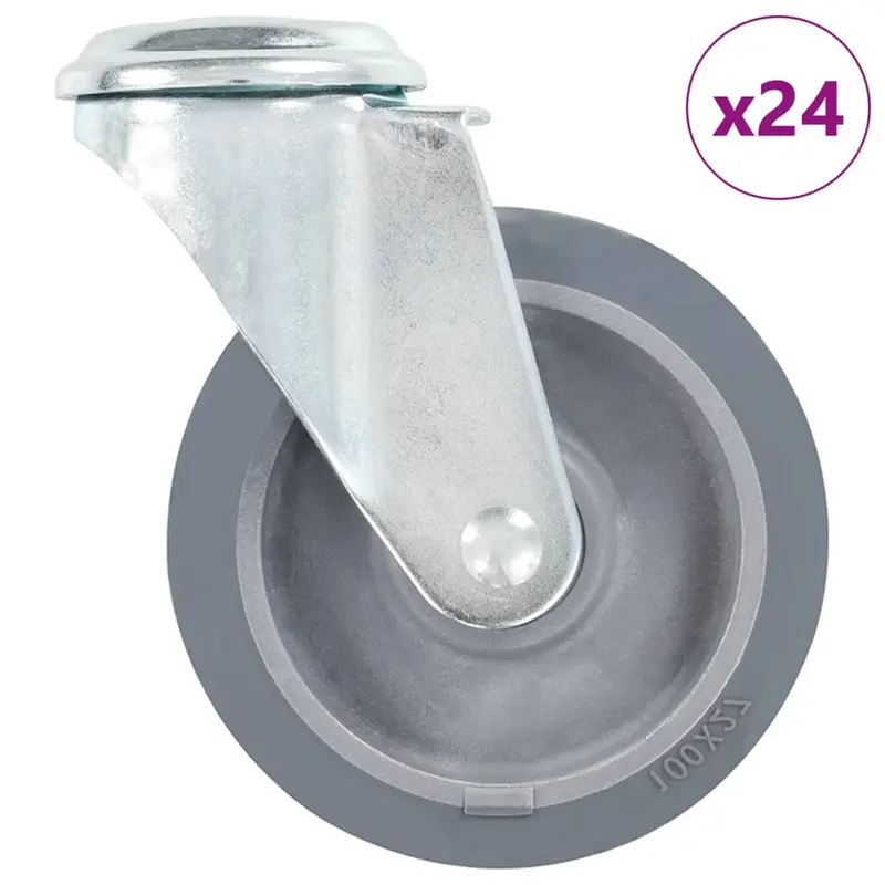Ruedas giratorias con agujero pasador 24 unidades 100 mm