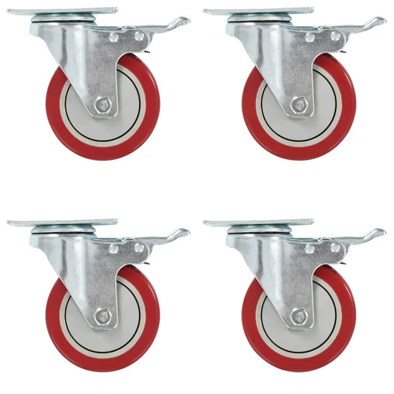 Ruedas giratorias con frenos dobles 4 unidades 100 mm