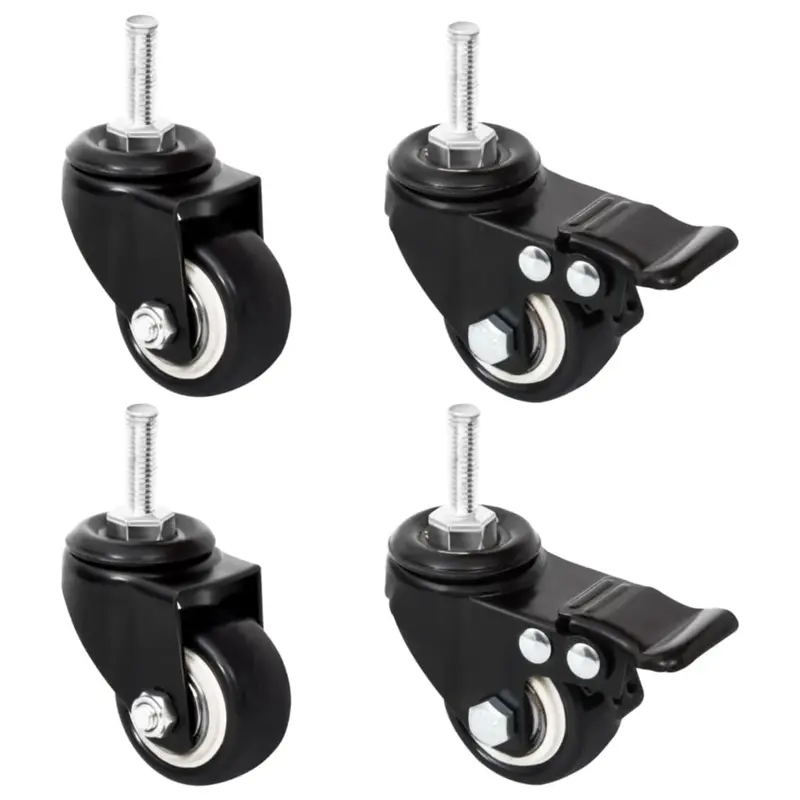 Ruedas para macetero 4 uds hierro negro 8x3,5x8 cm