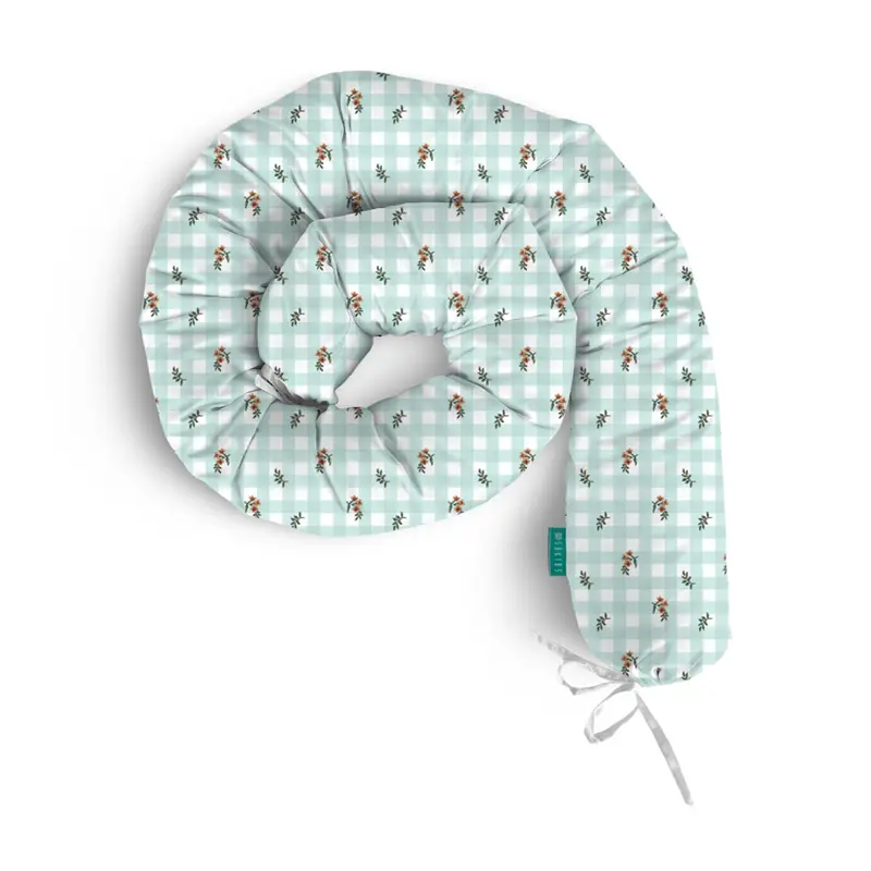 Rulo protector cuna Vichy Flor Agua Marina