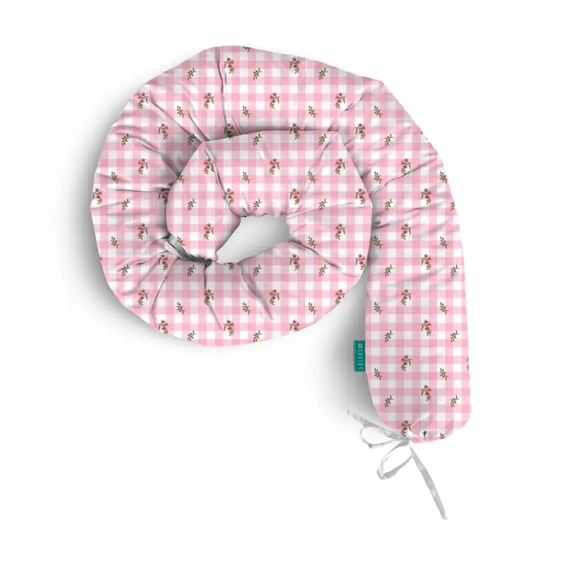 Rulo protector cuna Vichy Flor Rosa