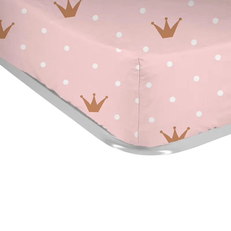 Sábana bajera Estampada Infantil Coronas Rosa