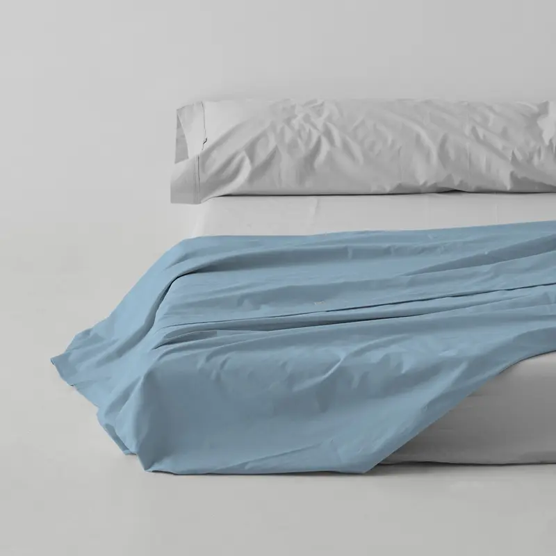 Sábana encimera algodón azul celeste