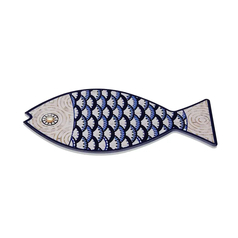 SALVAMANTEL FORMA PEZ GRIS / AZUL