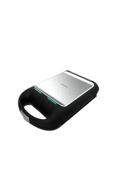 Sandwichera antiadherente con forma de waffle de 1500 w en color plateado rock’ntoast waffle de Cecotec