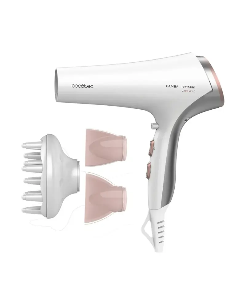 Secador de Pelo profesional 2200W con iones reales y accesorios para acabado brillante Cecotec