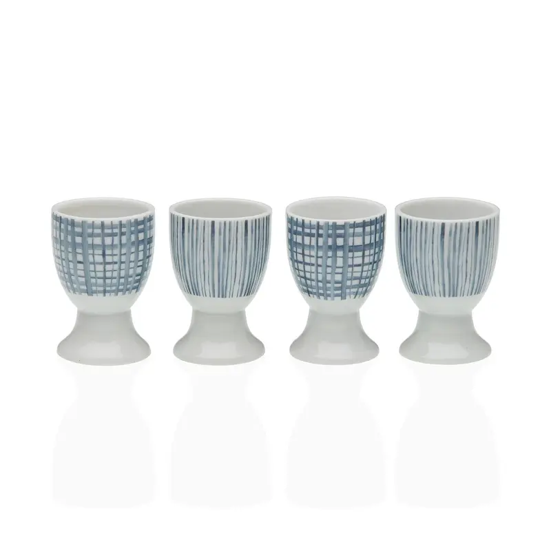 SET 4 SOPORTE HUEVOS RAYAS AZULES