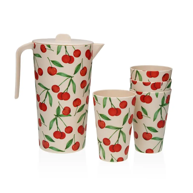 SET 4 VASOS Y JARRA CEREZAS