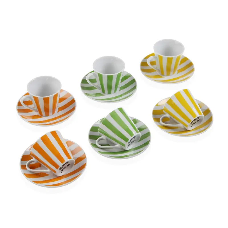 SET 6 CAFÉ /PLATO RAYAS CITRUS