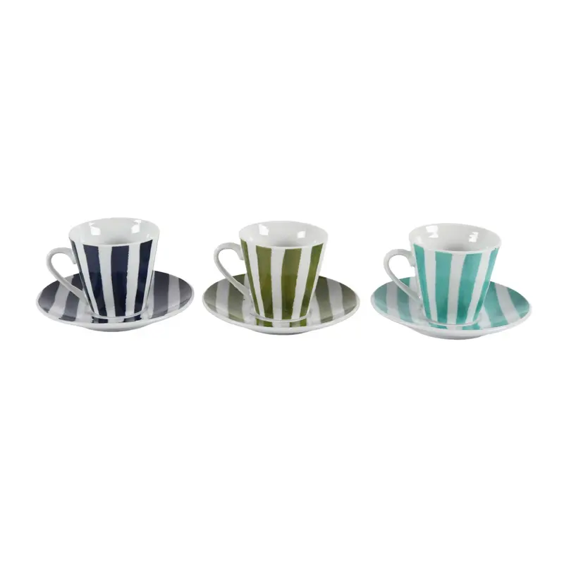 SET 6 CAFÉ /PLATO RAYAS NATUR