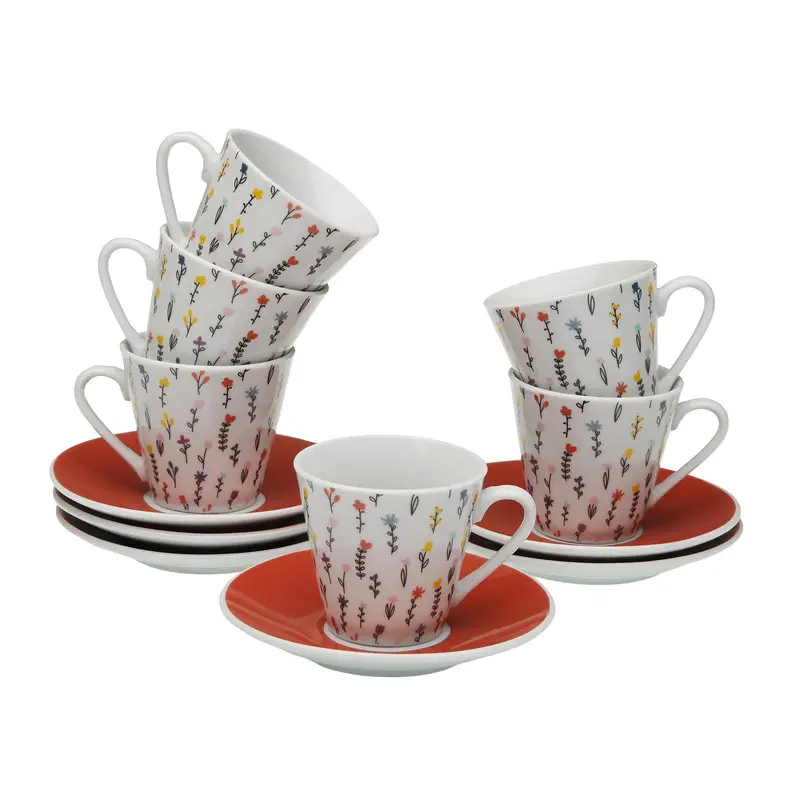 SET 6 TAZAS CAFE CON PLATO BLUME
