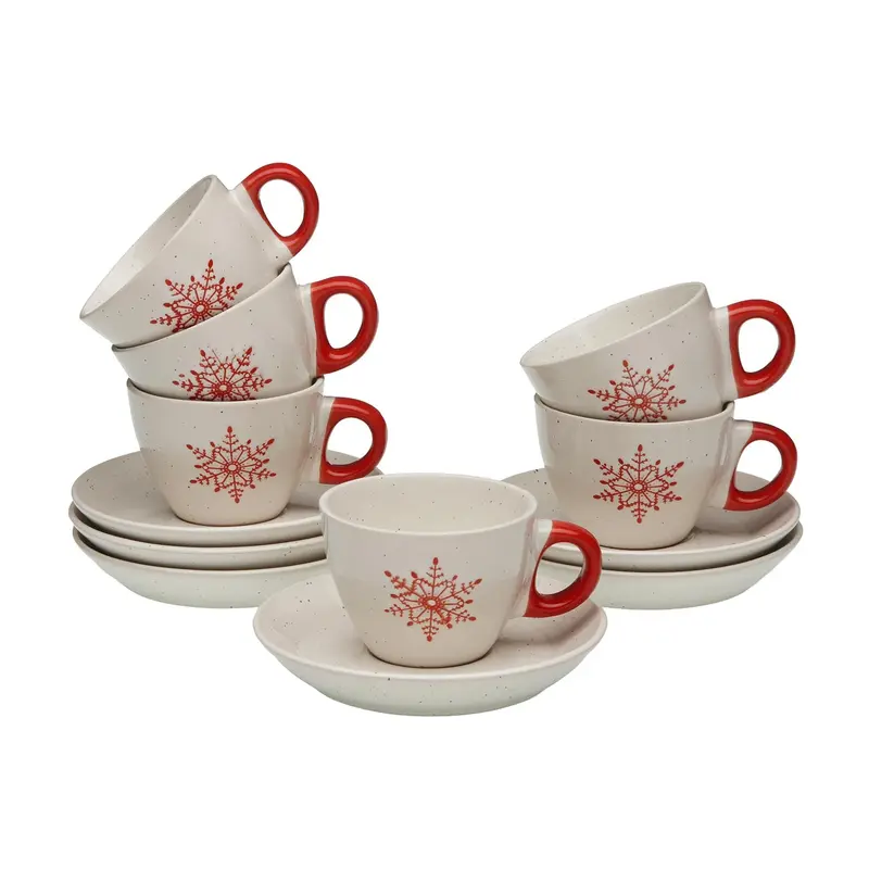 SET 6 TAZAS CAFE CON PLATO YULE