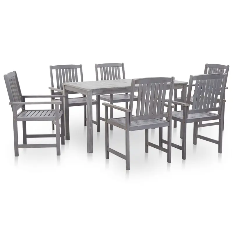 Set comedor jardín 7 pzas madera maciza acacia gris deslavado