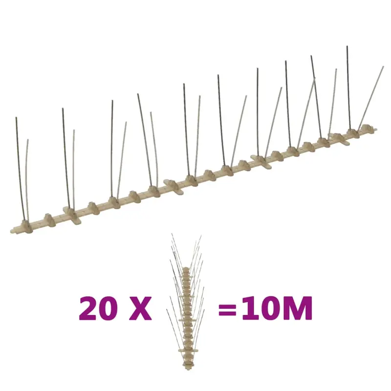 Set de 2 hileras de pinchos contra pájaros y palomas 20 uds 10m
