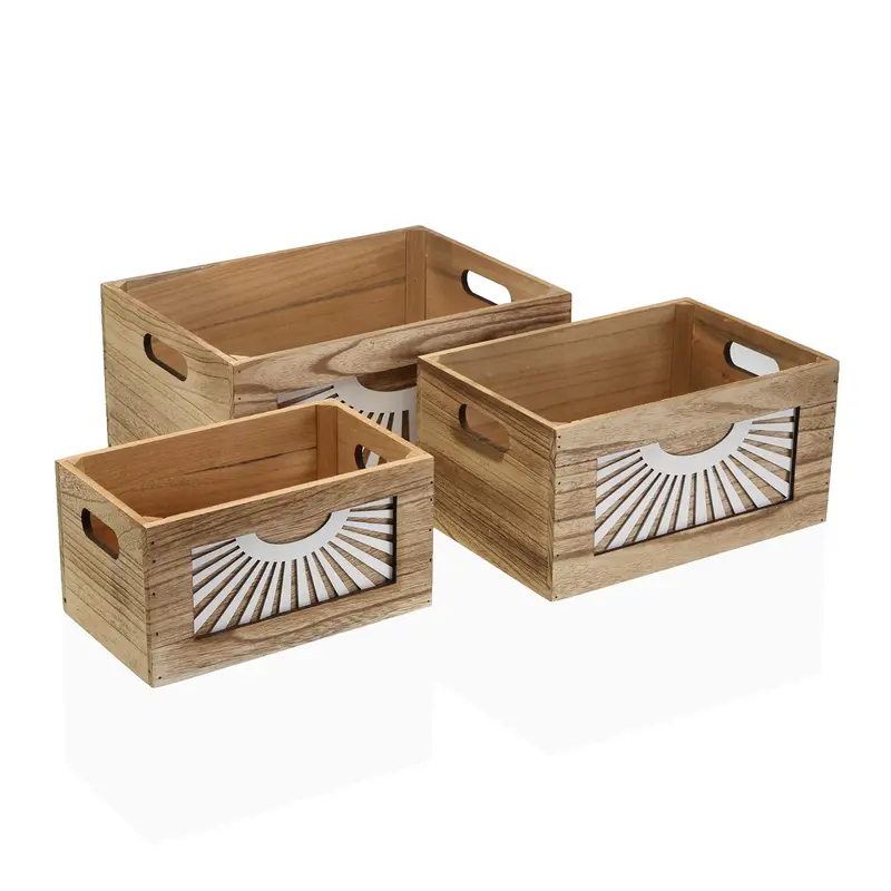 SET DE 3 CAJAS DE MADERA ADDA MARRON