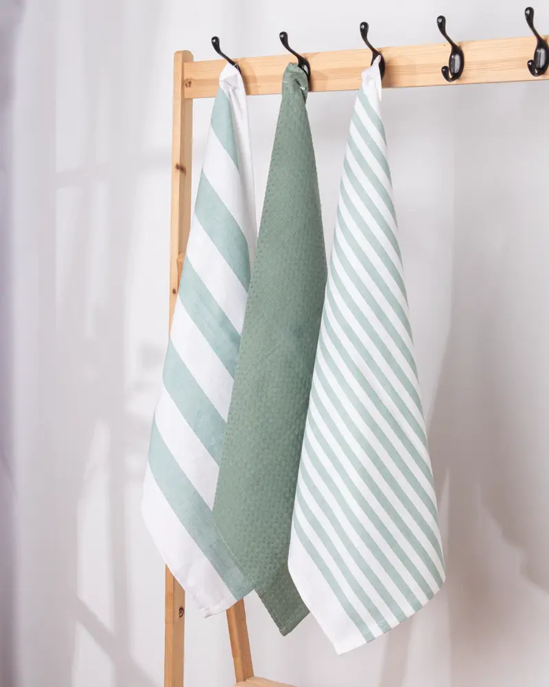 Set de 3 Paños de Cocina Lines Aguamarina
