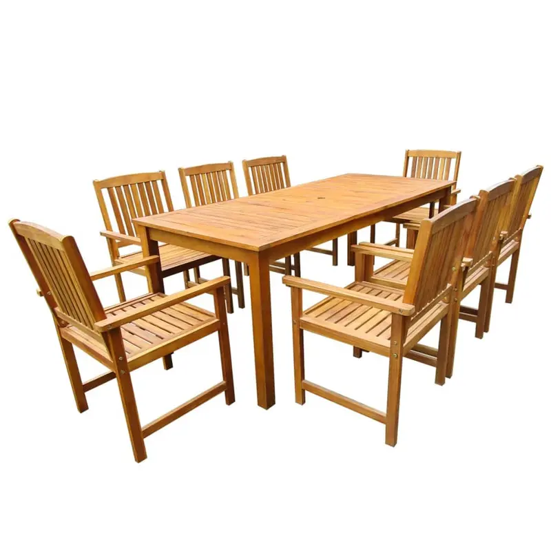 Set de comedor de jardín 9 piezas madera maciza de acacia