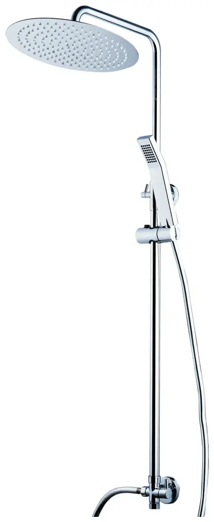 Set de ducha con tubo telescópico de acero inoxidable cromado con rociador redondo Cactus de Aquore