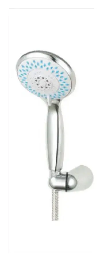 Set de ducha de mano antical cromada con soporte regulable y flexo de 5 funciones Munch de Aquore