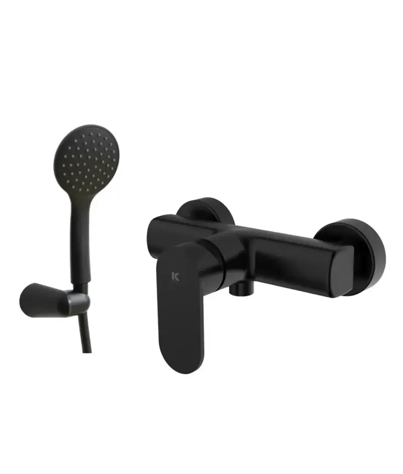 Set de grifo de ducha negro mate de latón Legend Källa
