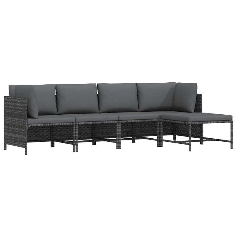 Set de muebles de jardín 4 pzas y cojines ratán sintético gris