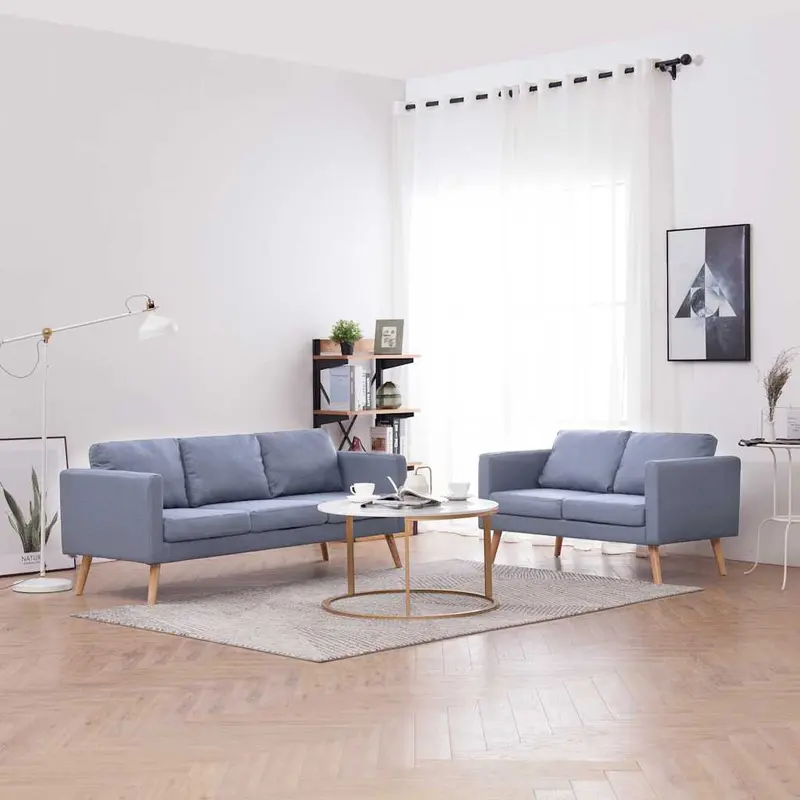 Set de sofás de 2 y 3 plazas de tela gris claro